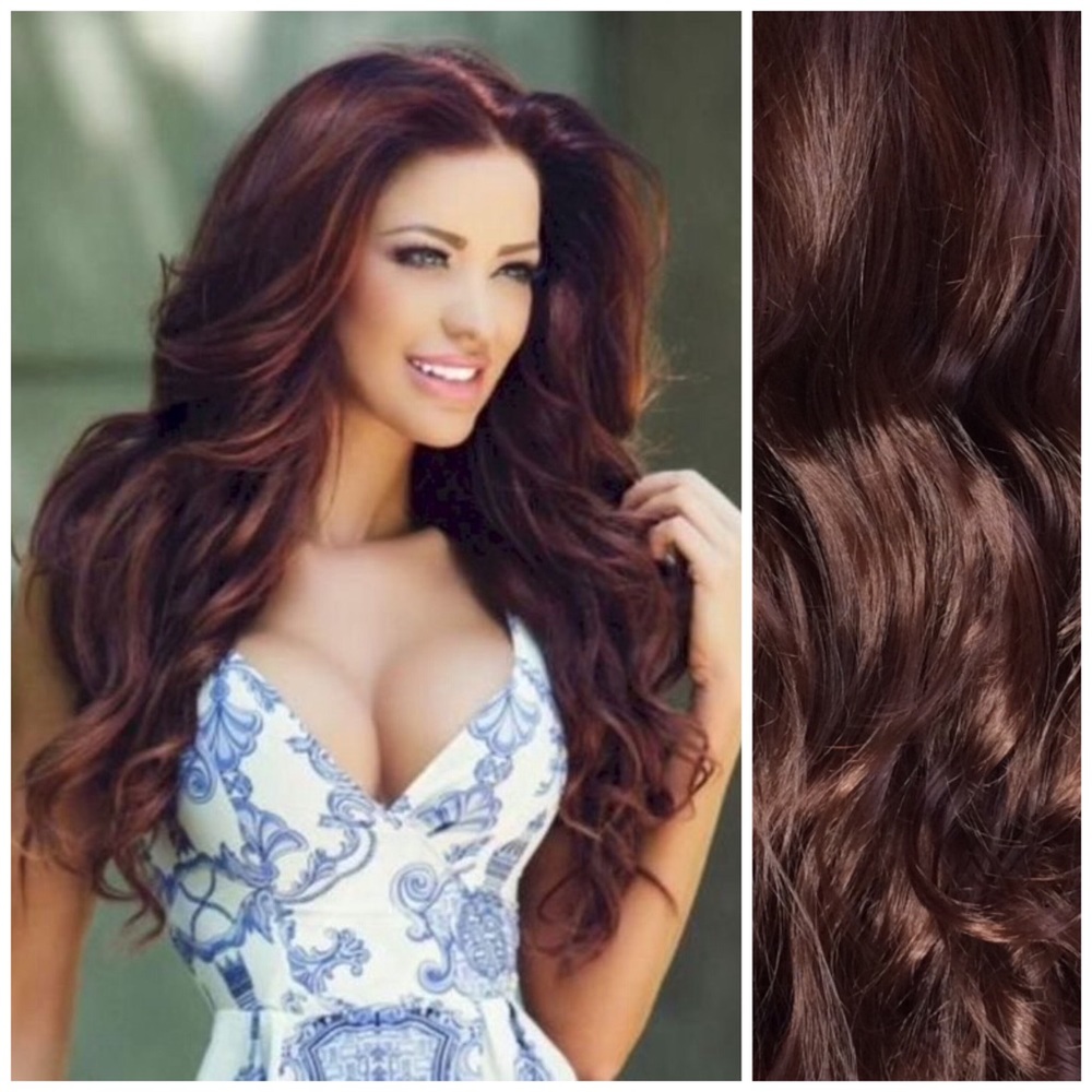πΊ BROWN AUBURN HAIR WIG WAVY 29" SYNTH DARK WEAVE - Picture 6 of 7